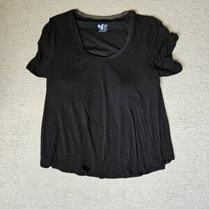 Shebird Flawless Short Sleeve Bra Tee Shirt Black XL "7" - Flowy w Built in Bra